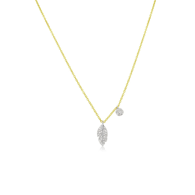 Yellow Gold Leaf And Bezel Necklace