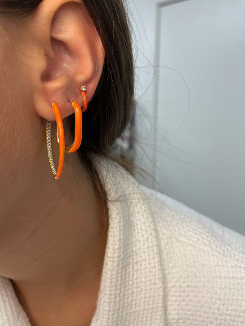 Gold Plated and Crystal Orange Hoop Earrings