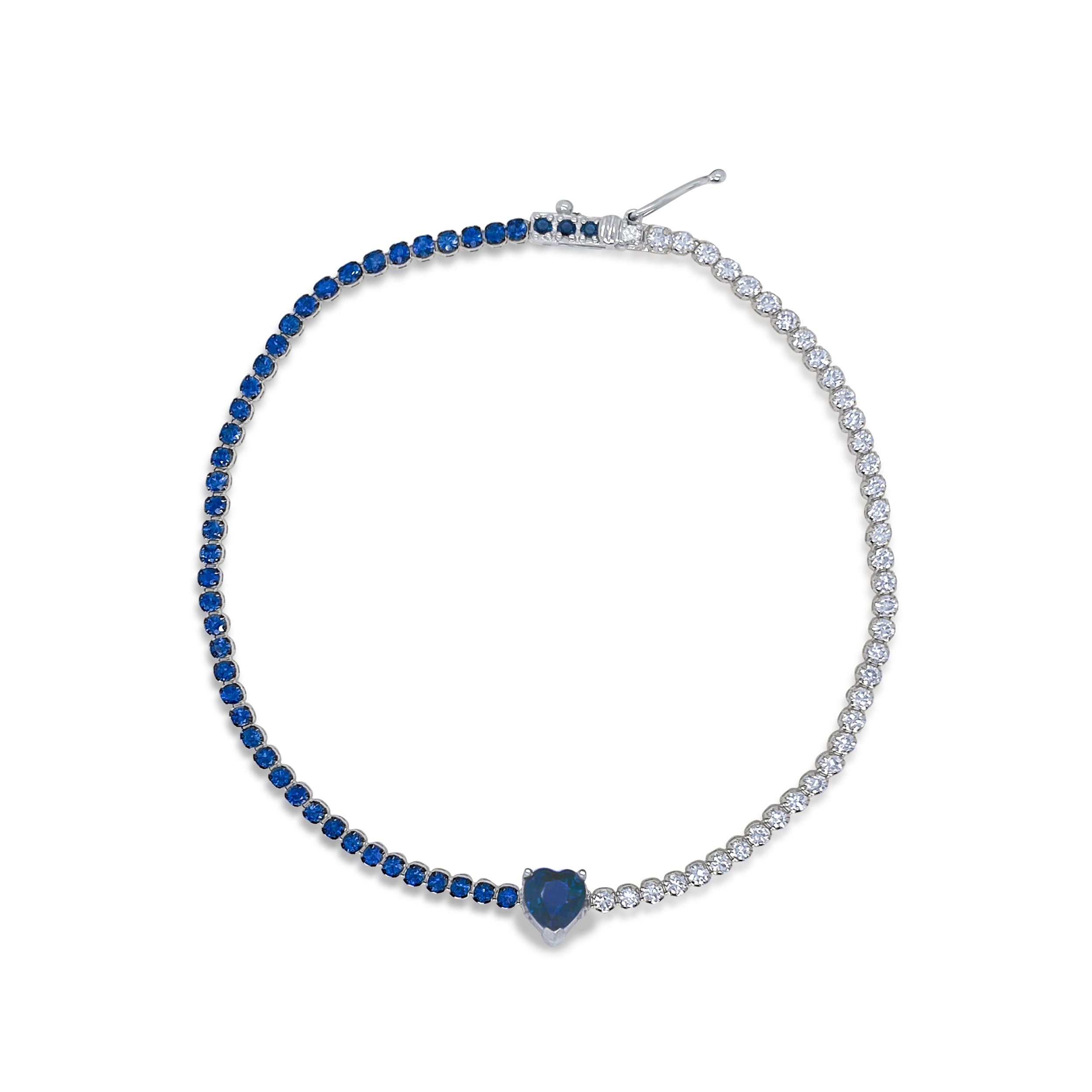 Blue sapphire bracelet white gold discount