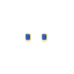 Yellow Gold Blue Sapphire Square Studs