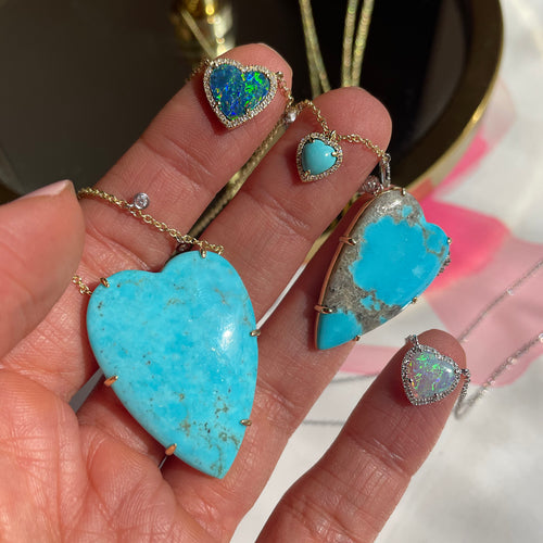 Gold Turquoise Heart Necklace 