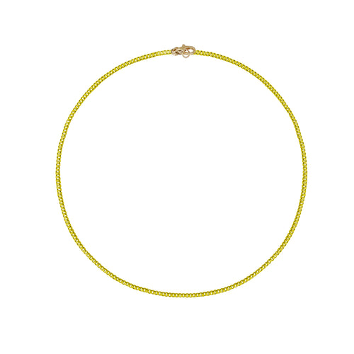 Neon Yellow Thick Box Chain Chain Necklace