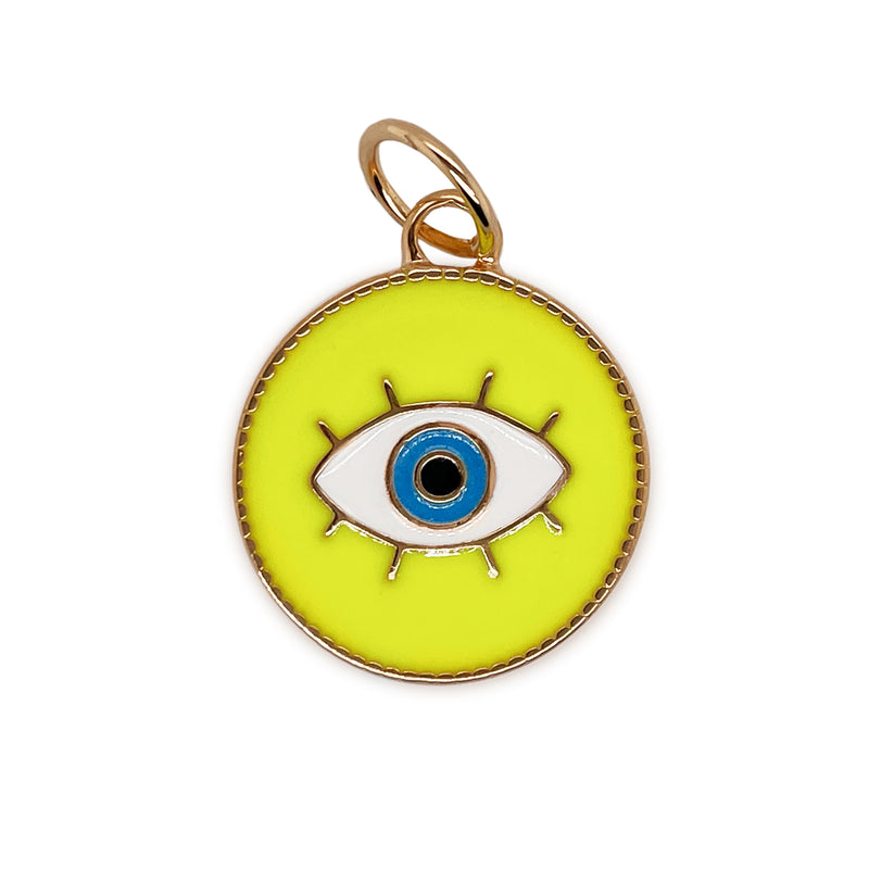 Neon Yellow Enamel Evil Eye Charm