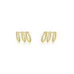 3 hooped yellow gold and diamond illusion studs