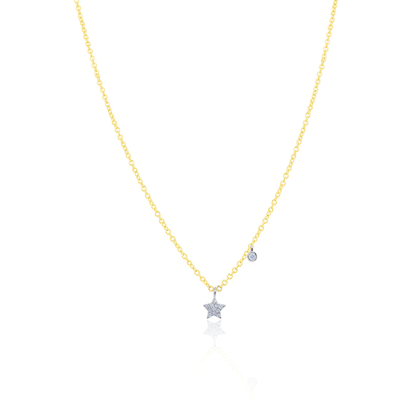 Yellow Gold Dainty Diamond Star Necklace