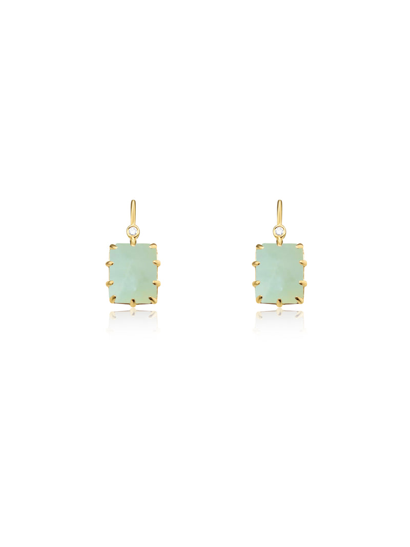 Yellow Gold Jade and Diamond Earrings (Online Exclusive)