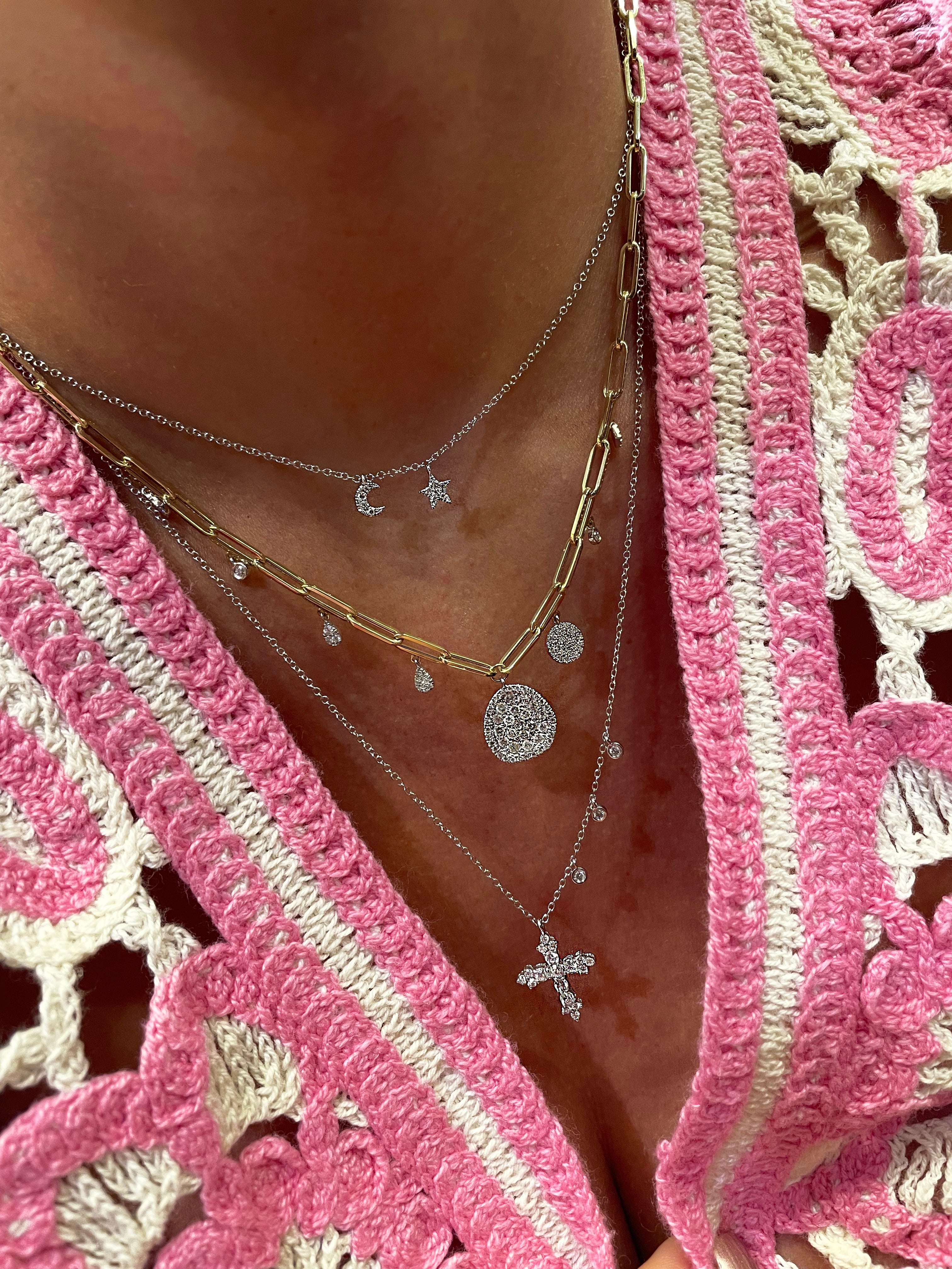 white gold Mini Moon and Star Necklace