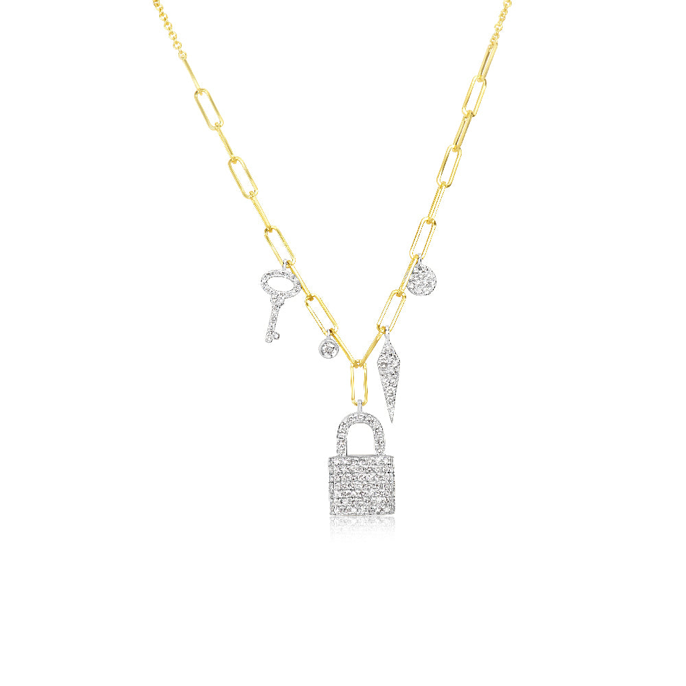 LOCK PENDANT AND CHUNKY CHAIN NECKLACE