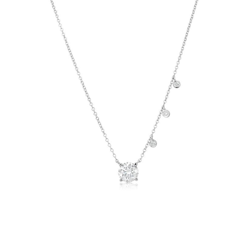 1.06 Lab Grown White Gold Diamond Solitaire and Bezels Necklace (1.06 ct) *ONLINE EXCLUSIVE*