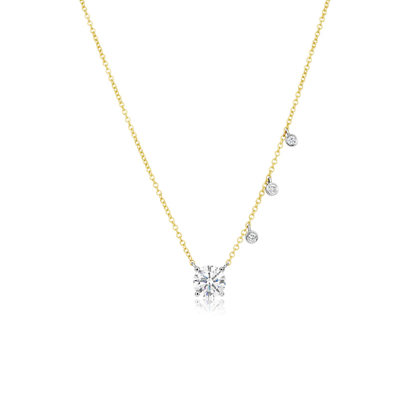 1.06 ct Lab Grown Yellow Gold Diamond Solitaire and Bezels Necklace *ONLINE EXCLUSIVE*