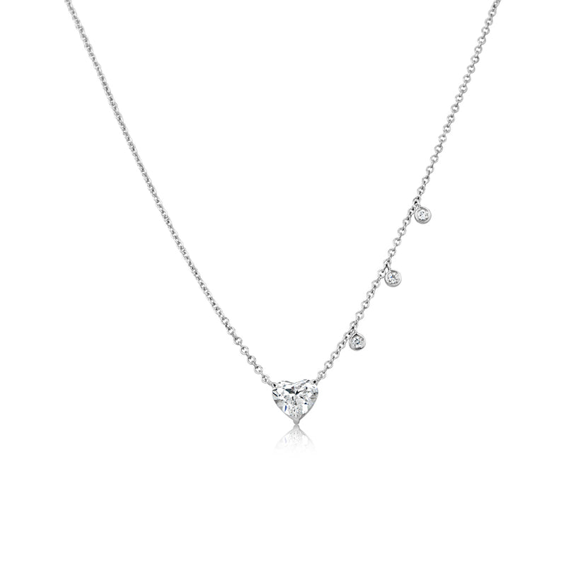1.00 Carat Lab Grown White Gold Diamond Heart and Bezel Necklace *ONLINE EXCLUSIVE*