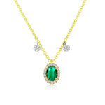 May Emerald Birthstone with Yellow Gold and Diamond Necklace