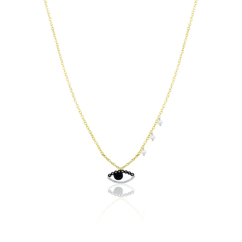 Diamond Evil Eye with Pearl Side Charms