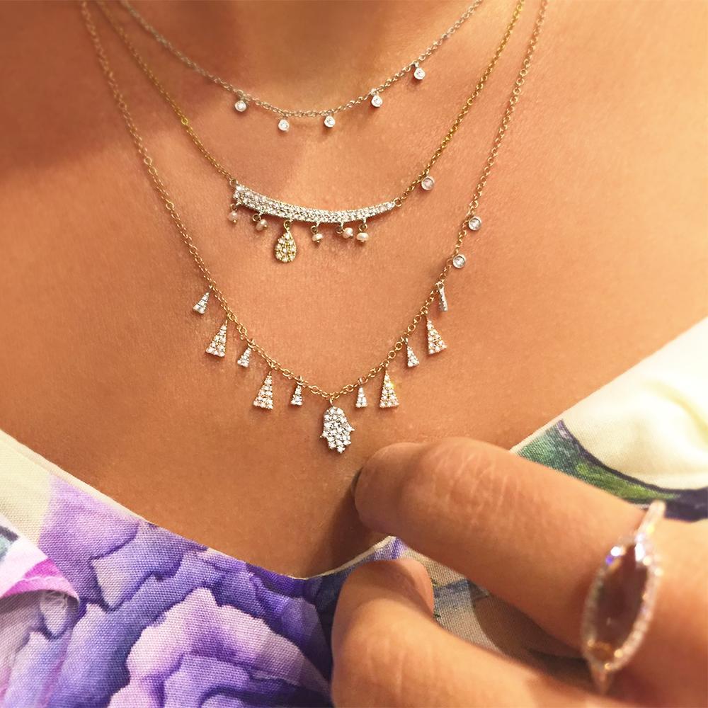 Rose Gold Necklace with 5 Diamond Bezels