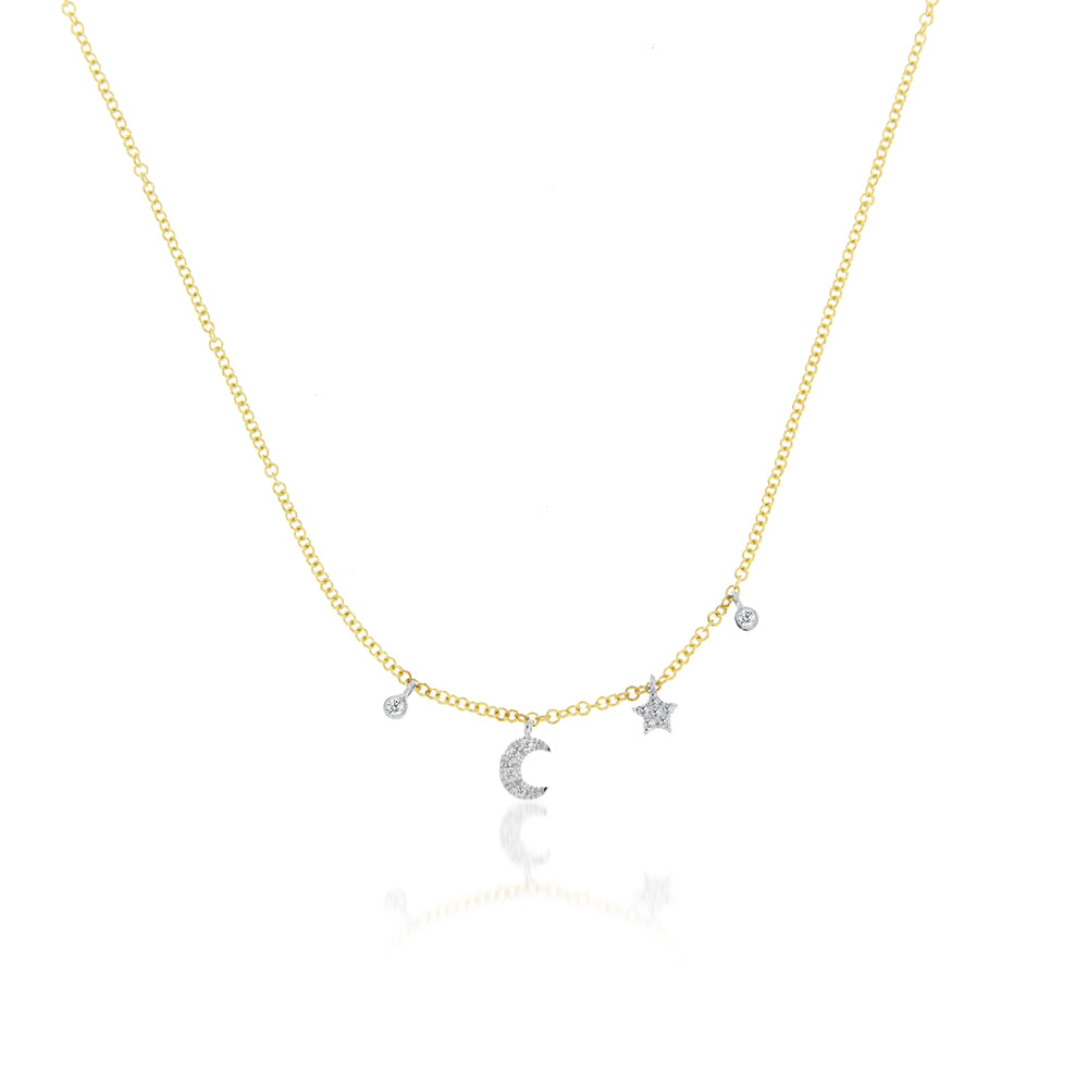 moon and star diamond necklace