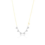 14k Two Tone Diamond Necklace with Off-Centered Pearl 