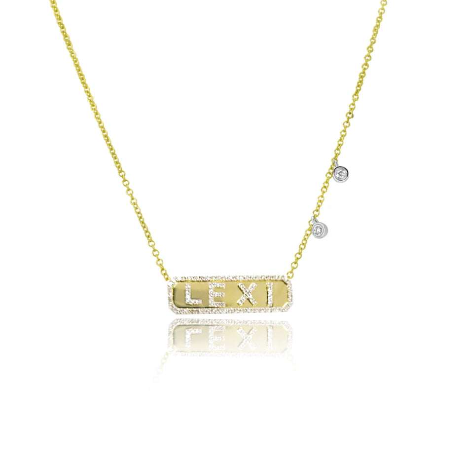 Louis Vuitton Gold and Diamond Nameplate Necklace