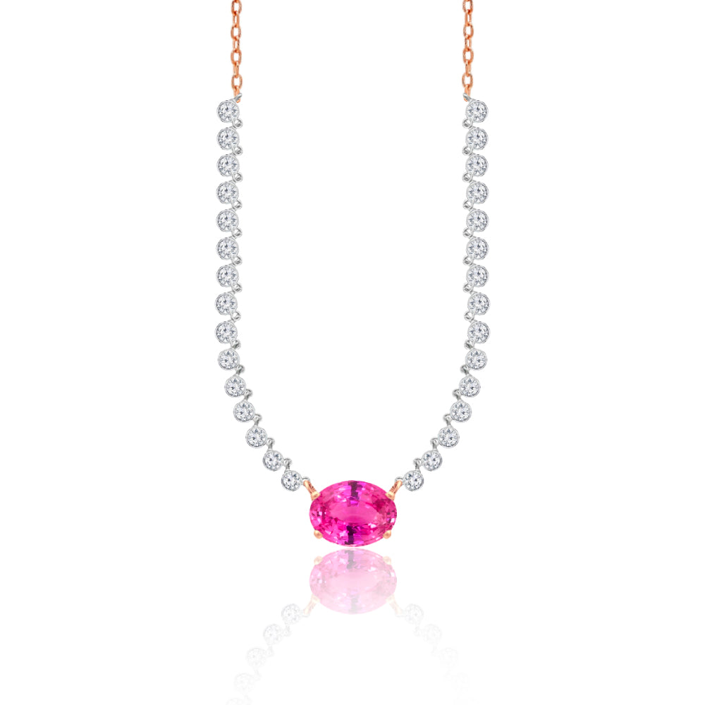 Pink Sapphire and Diamond Necklace Meira T Boutique