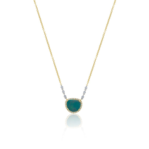 Yellow Gold Opal and Bezel Necklace