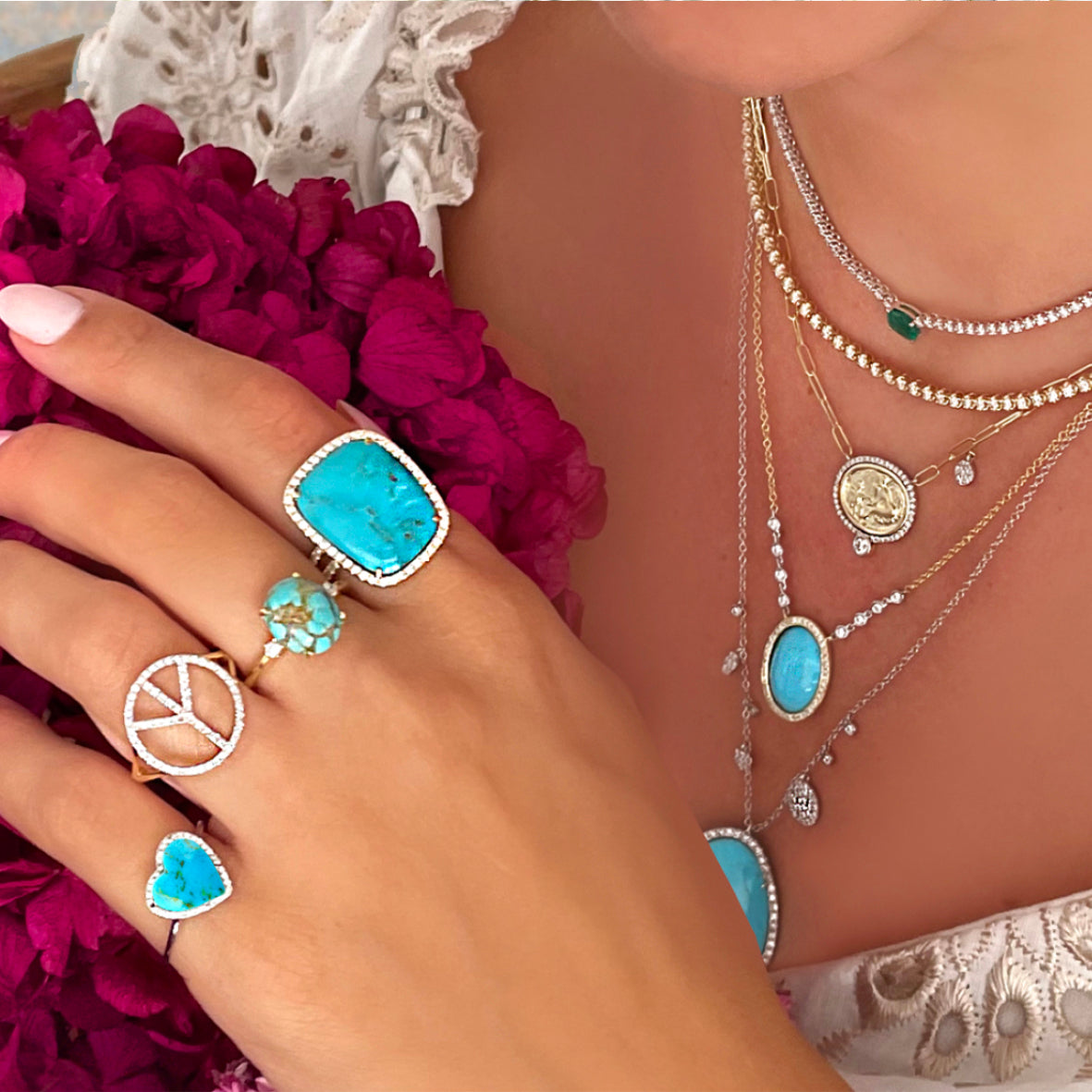 Turquoise and Diamond Ring