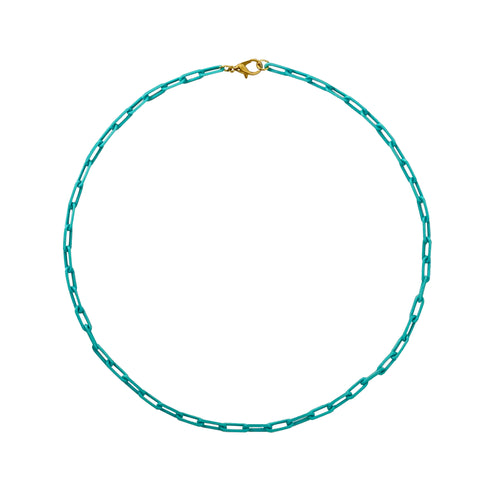 Turquoise Paperclip Chain Necklace