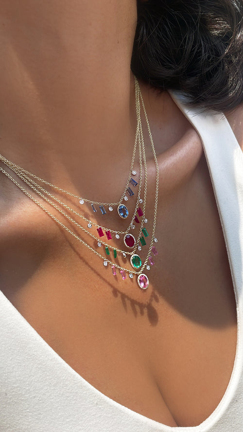 Drilled Ruby Fringe Necklace