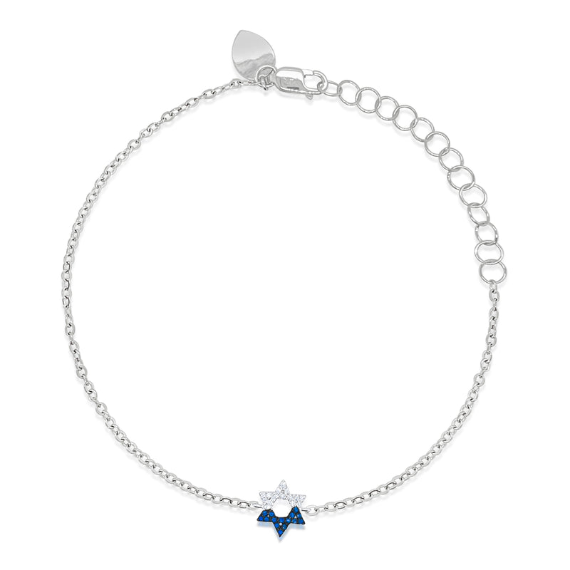 White Gold and Sapphire Star of David Bracelet