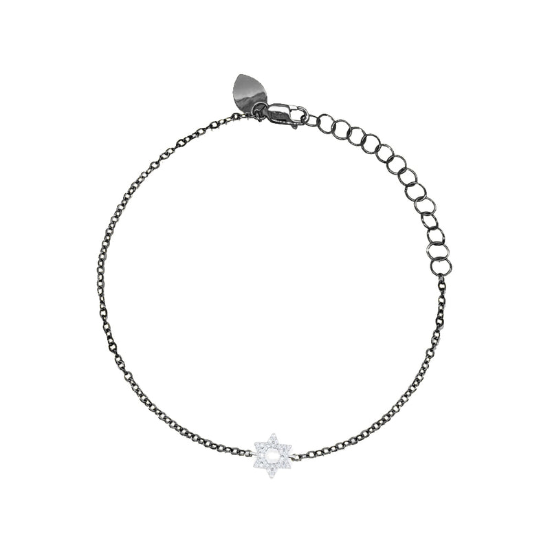 Space Black Star of David Diamond Bracelet