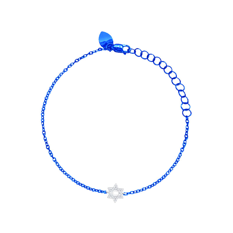 Galactic Blue Star of David Diamond Bracelet