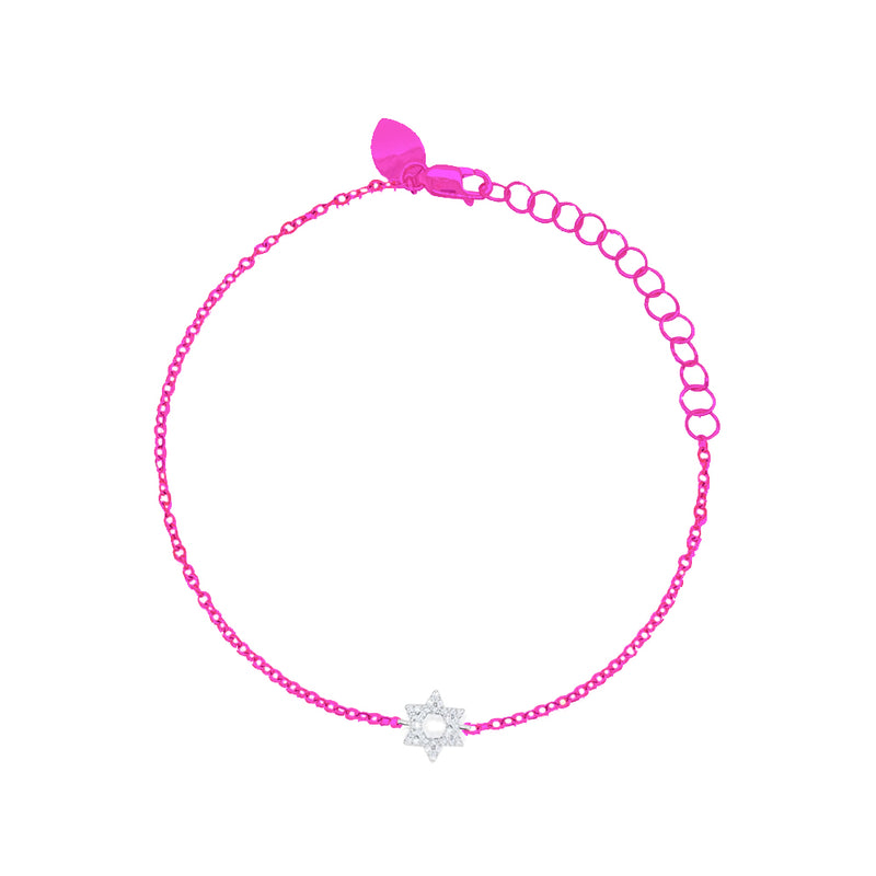 Electric Pink Star of David Diamond Bracelet