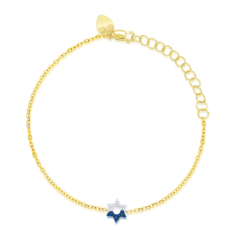 White Gold and Sapphire Star of David Bracelet