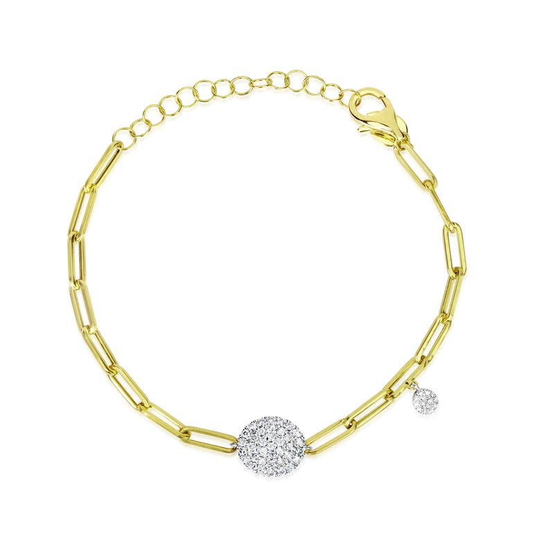 Paperclip Diamond Disk Bracelet