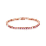 pink sapphire and diamond on rose gold tennis bracelet