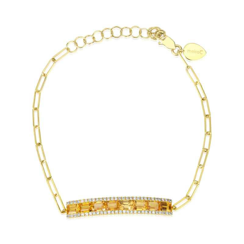 Buy Yellow Sapphire (FF) Tennis Bracelet in Platinum Over Sterling Silver  (8.00 In) 22.00 ctw at ShopLC.