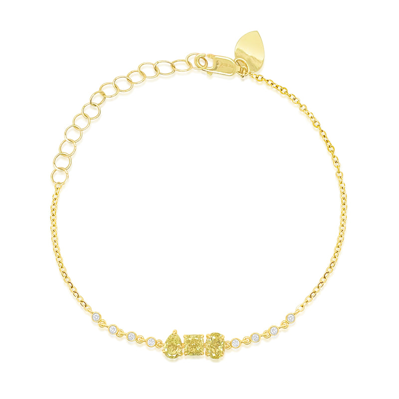 Yellow Diamond Three Stone Bracelet
