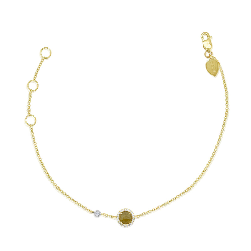 Yellow Gold Rough Diamond and Diamond Bezel Bracelet