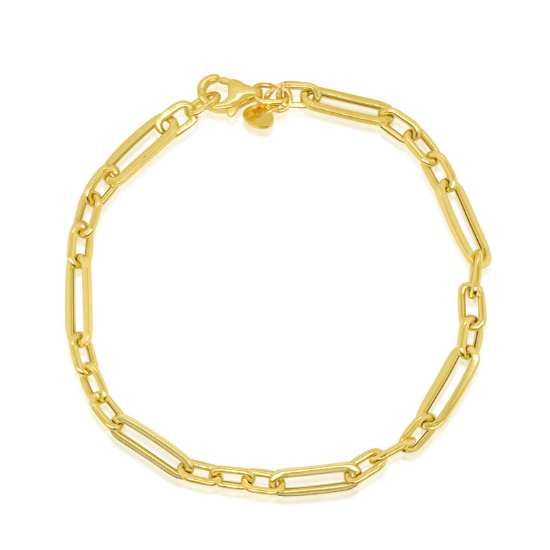 Paper Clip Chain Bracelet 14K Yellow Gold / Mini