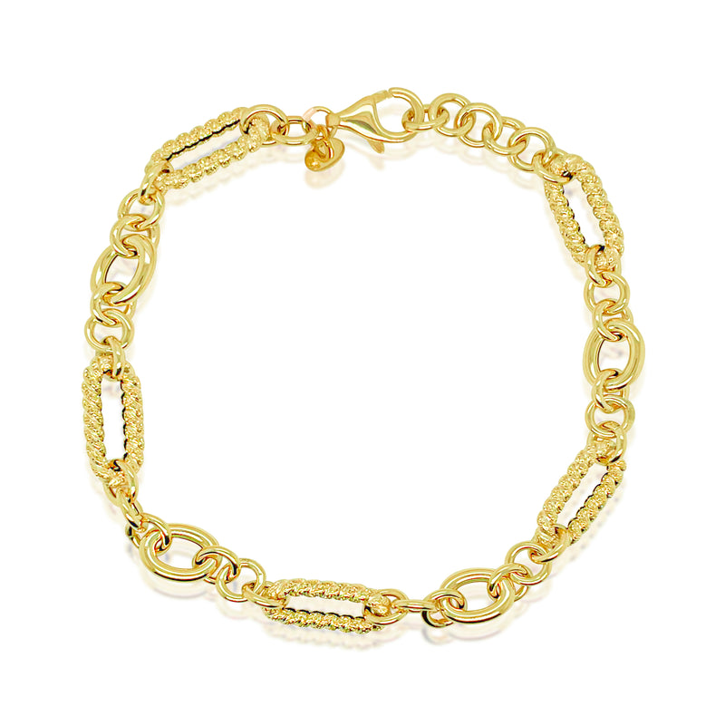 Yellow Gold Textured Paperclip Bracelet | The Drop 17