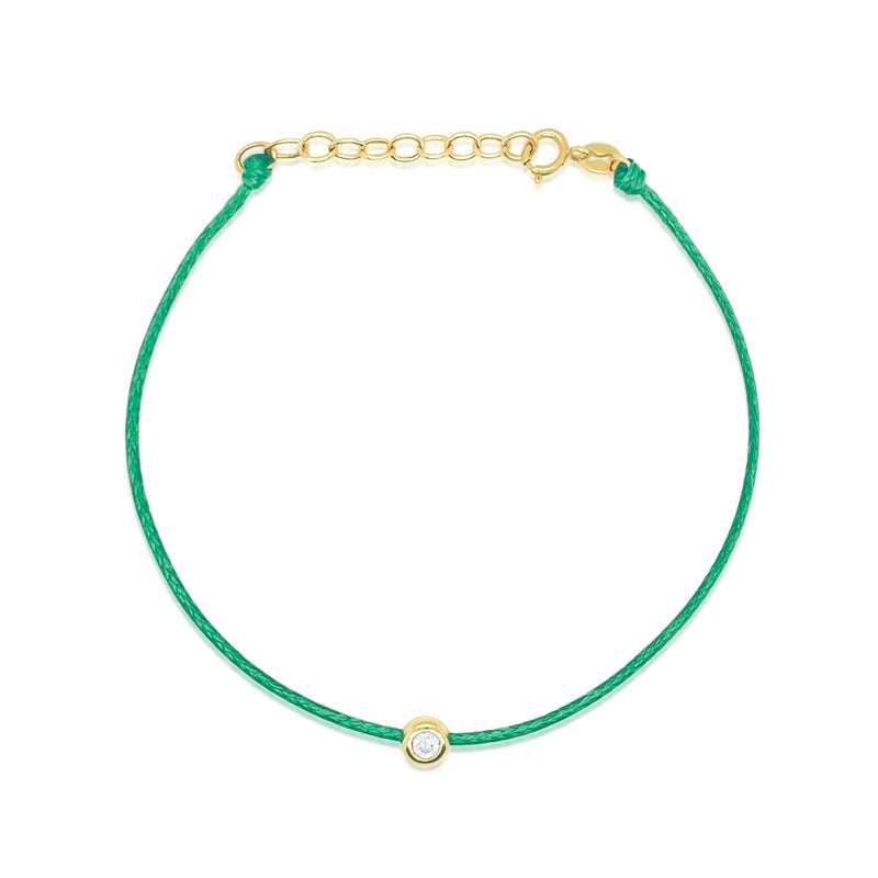 Green Cord Diamond Bezel Bracelet