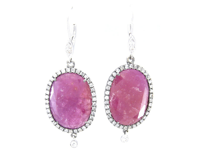 Statement White Gold Ruby and Diamond Earrings