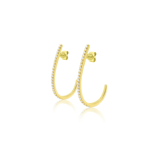 14kt Yellow Gold Diamond J Hoop