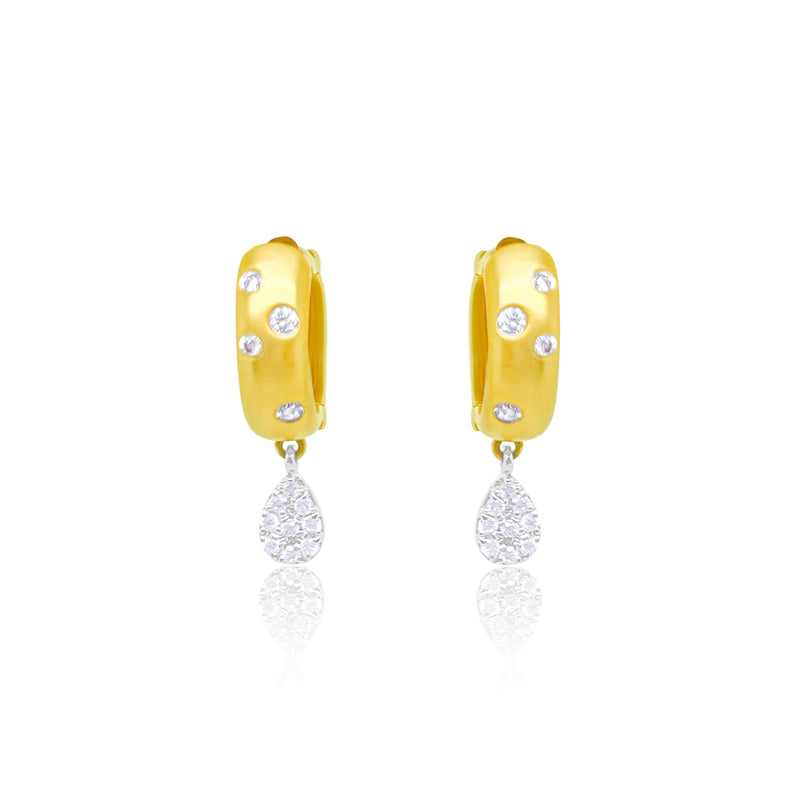 Chunky Yellow Gold Diamond Hoops