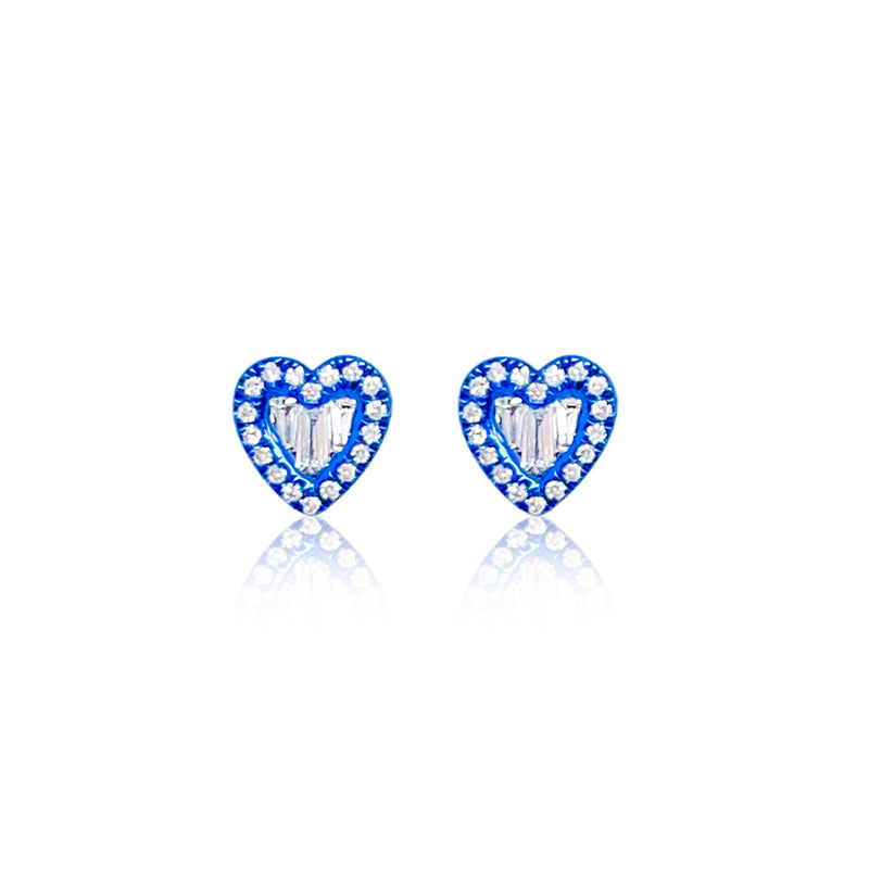 Galactic Blue Diamond Heart Studs