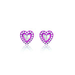 Electric Pink Diamond Heart Studs