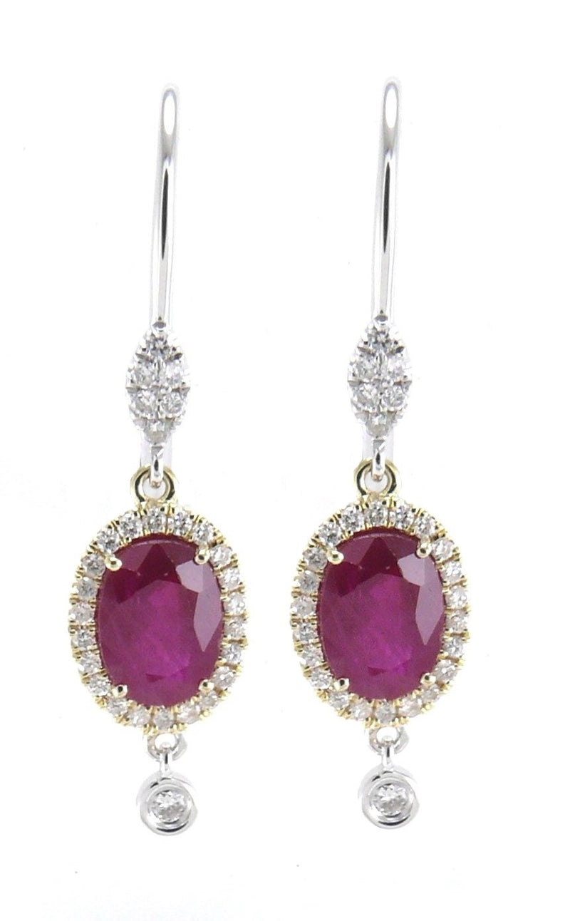 White Gold Ruby and Diamond Earrings