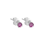 Single Pink Sapphire Diamond Studs