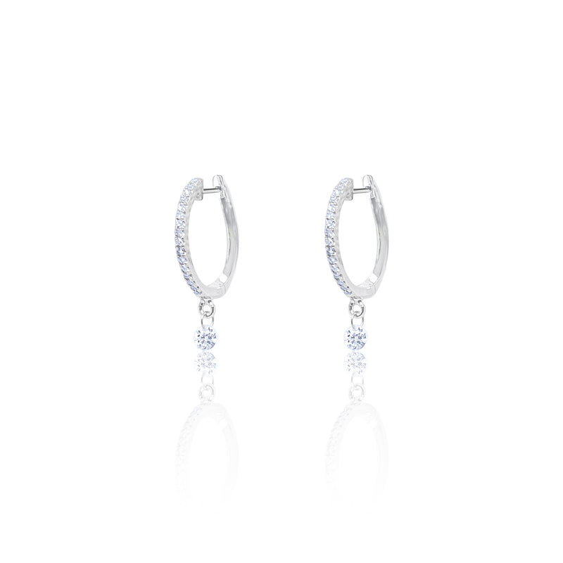 14 Kt White Gold .35 Ct Drilled Diamond Huggies