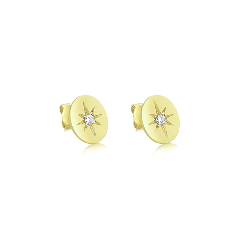 Brushed Gold Starburst Studs