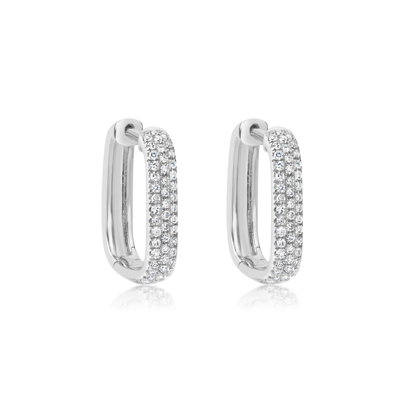 White Gold Diamond Square Huggies