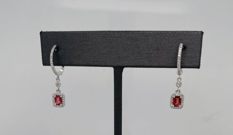 Orange Sapphire and Diamond Earrings